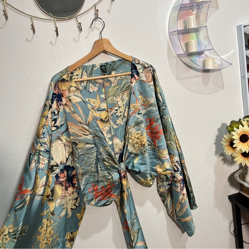 SHEIN Curve Tropical Print Kimono